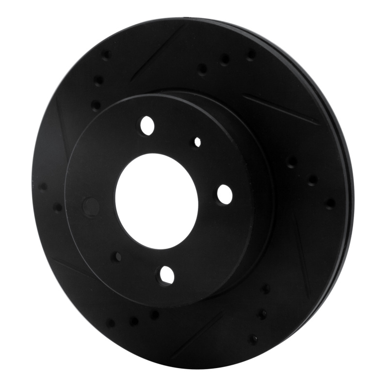 Hyundai Accent Brake Rotor (1) - Front Left - R1 Concepts - Drilled & Slotted - Black - `00-`02